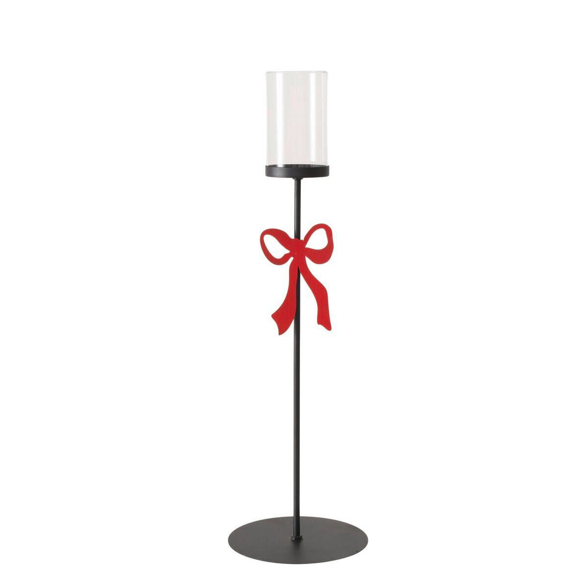 MÉCSESTARTÓ - fekete/piros, Basics, Üveg/fém (28/94cm)