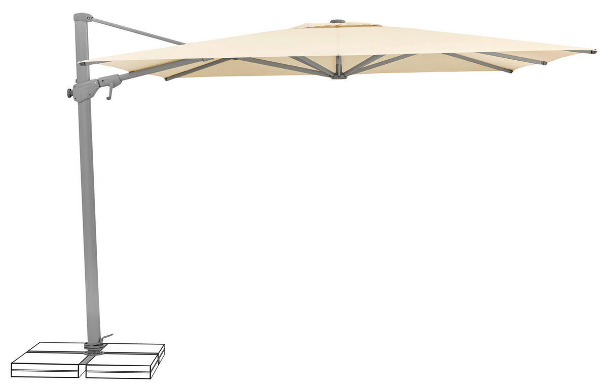 AMPELSCHIRM 300x300 cm Ecru  - Ecru/Silberfarben, KONVENTIONELL, Textil/Metall (300/300cm) - Suncomfort by Glatz