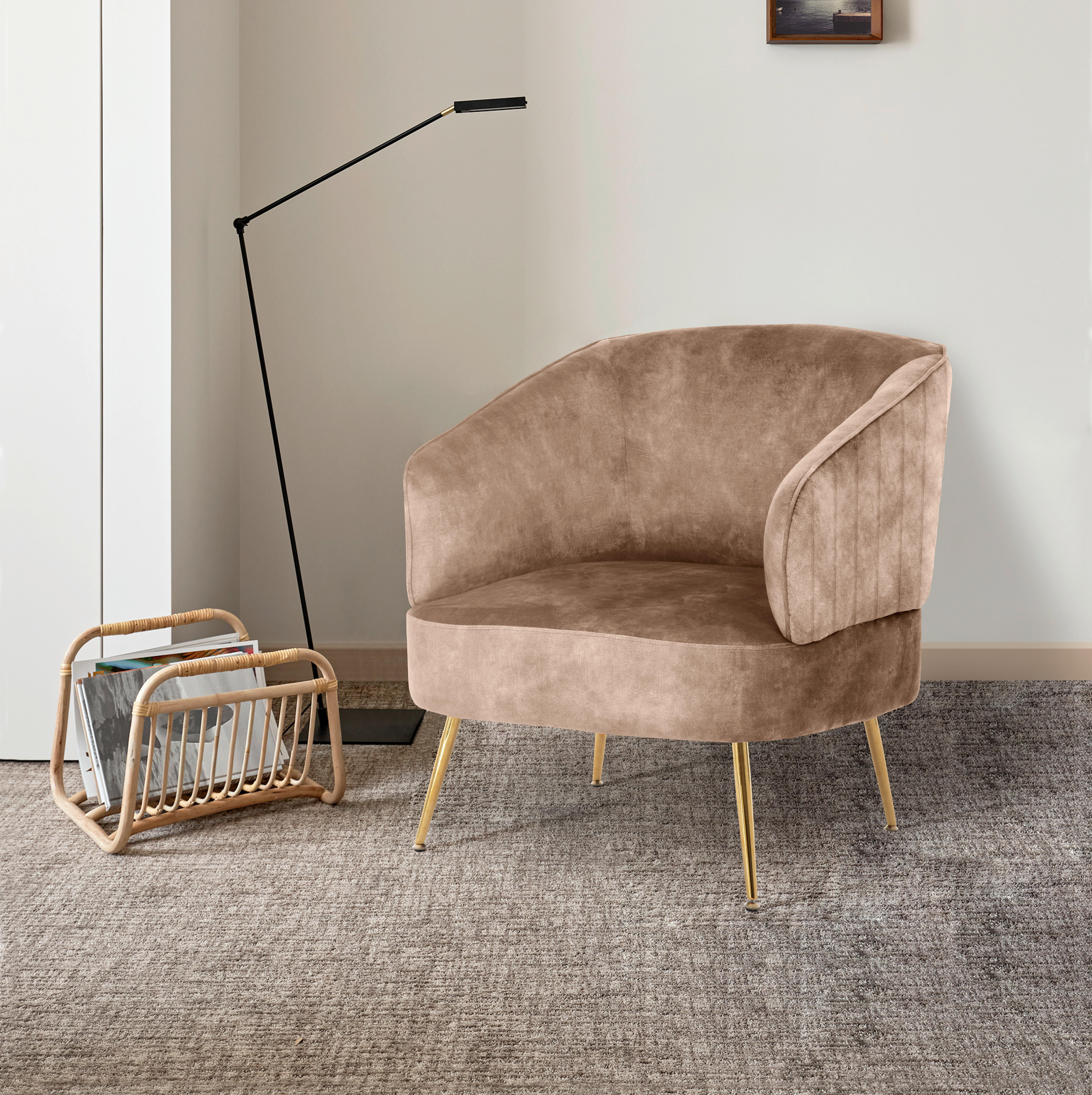 FOTOLIU in textil taupe  - auriu/taupe, Design, metal/textil (76/69/75cm) - Livetastic
