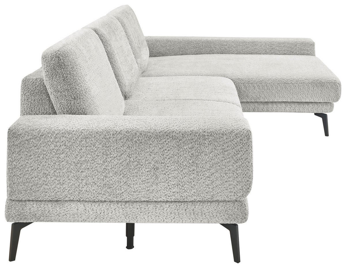 ECKSOFA Hellgrau Chenille  - Hellgrau/Schwarz, KONVENTIONELL, Textil/Metall (294/184cm) - SetOne by Musterring