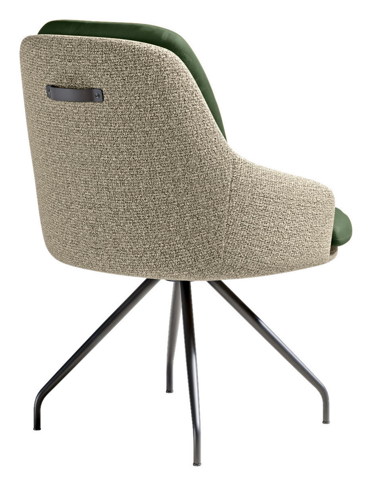 ARMLEHNSTUHL  Beinauswahl, Sitzfläche 360° drehbar, Stoff-/Lederauswahl Velours  Naturfarben, Graugrün  - Schwarz/Naturfarben, Design, Textil/Metall (60/86/66cm) - Dieter Knoll