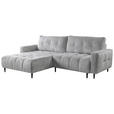 ECKSOFA Hellgrau Chenille  - Hellgrau/Schwarz, KONVENTIONELL, Holz/Textil (180/266cm) - Carryhome