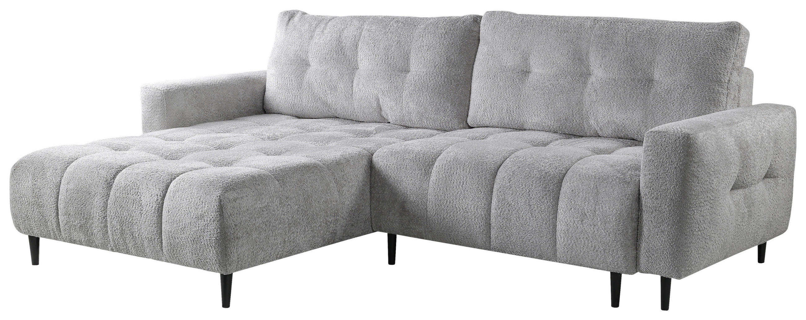 ECKSOFA in Chenille Hellgrau  - Hellgrau/Schwarz, Konventionell, Holz/Textil (180/266cm) - MID.YOU