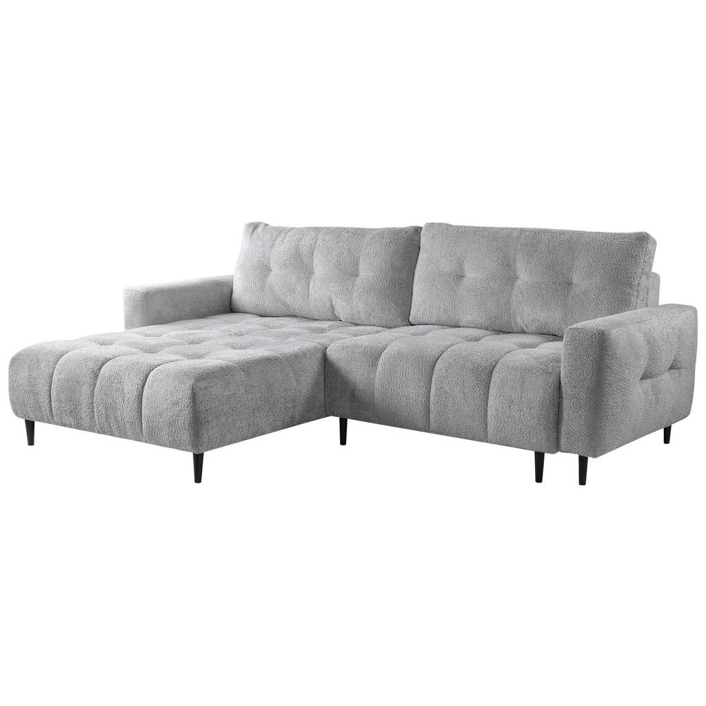 Thumbnail - Carryhome Ecksofa, Hellgrau, Textil, Buche, massiv, 3-Sitzer, Füllung: Polyurethan (Pur), Silikon, Ottomane links, L-For...