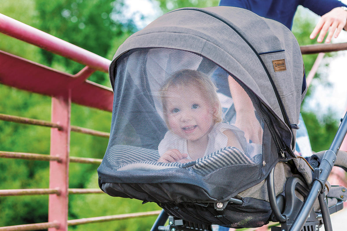 KINDERWAGENSET F4 Air+  - Dunkelgrau/Hellgrau, Basics, Textil/Metall (110/58/112cm) - Gesslein