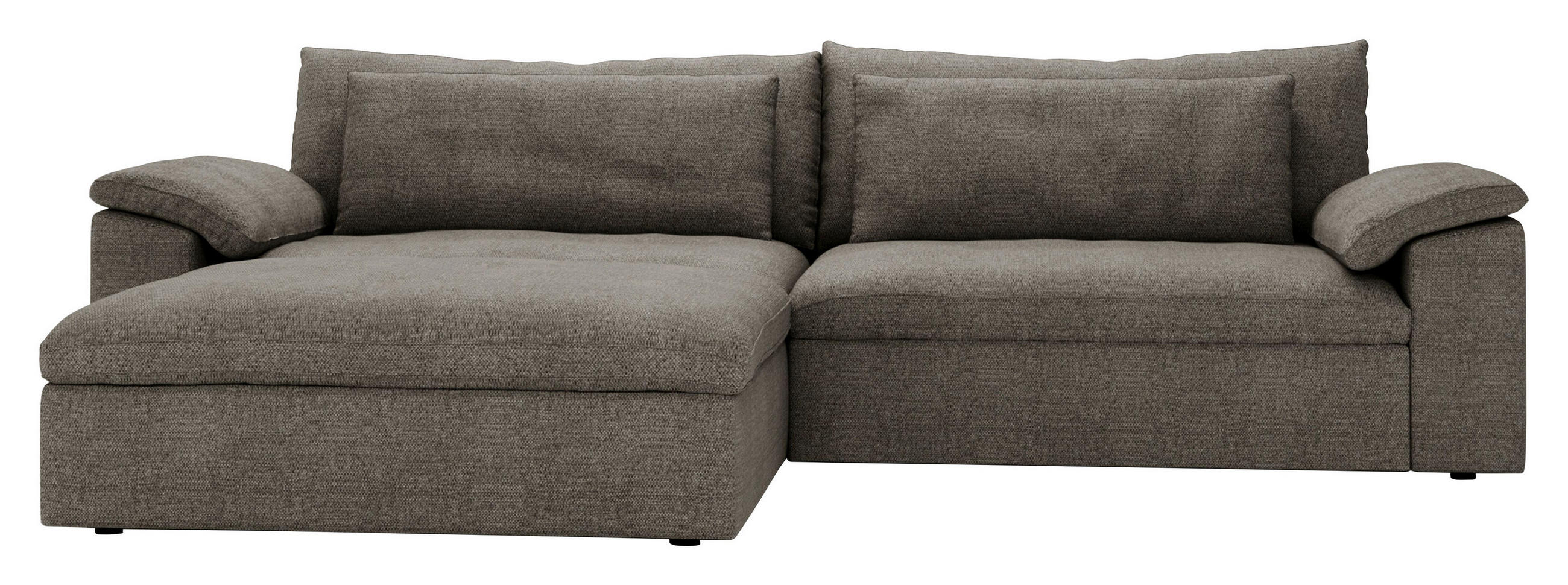 ECKSOFA Webstoff Graubraun  - Graubraun/Schwarz, Modern, Kunststoff/Textil (198/306cm) - Carryhome