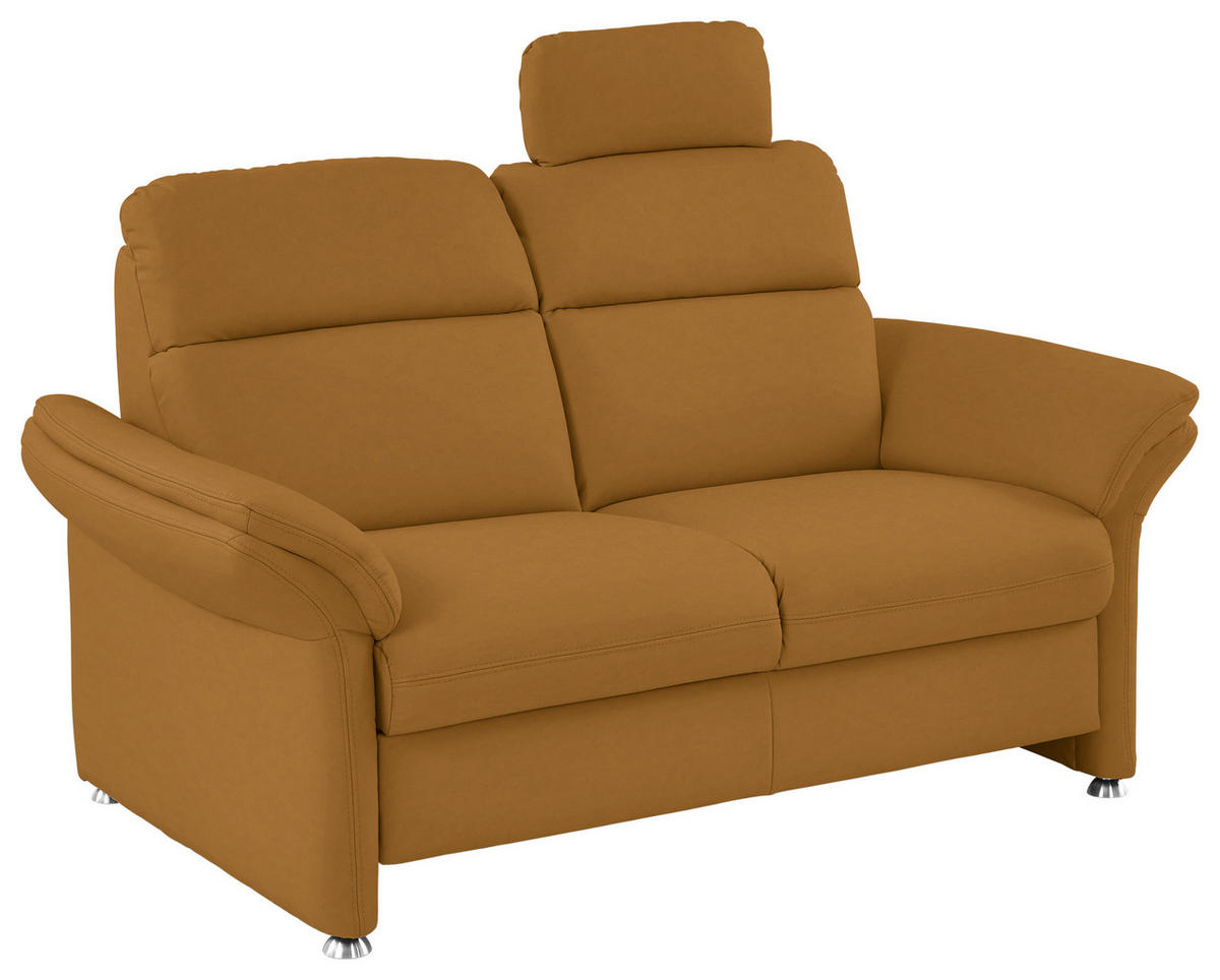 2-SITZER-SOFA in Echtleder Gelb  - Gelb/Alufarben, Konventionell, Leder/Metall (170/96/92cm) - Beldomo Premium
