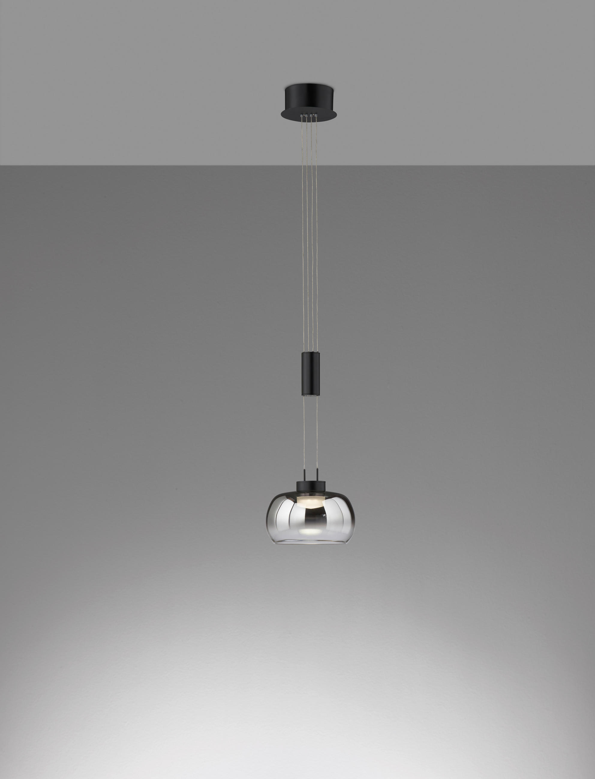 LED-PENDELLEUCHTE Arosa 22 cm  - Schwarz, Design, Glas/Metall (22cm) - Fischer & Honsel