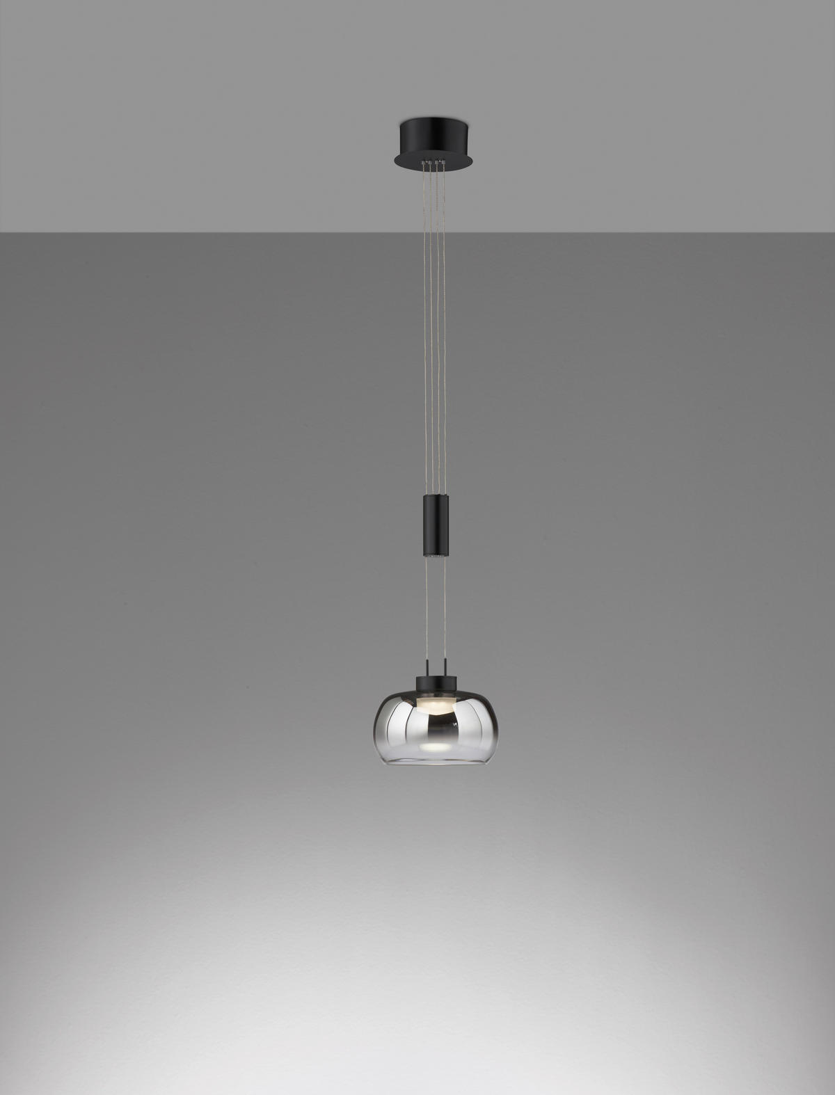 LED-PENDELLEUCHTE   22 cm  - Schwarz, Design, Glas/Metall (22cm) - Fischer & Honsel