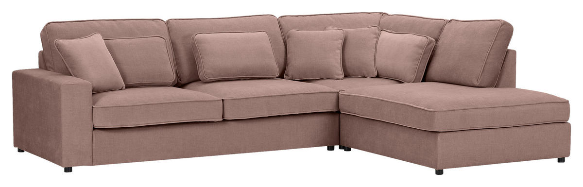 ECKSOFA Altrosa Flachgewebe Zierkissen, Rückenkissen, Rücken echt  - Schwarz/Altrosa, MODERN, Kunststoff/Textil (307/228cm) - Carryhome
