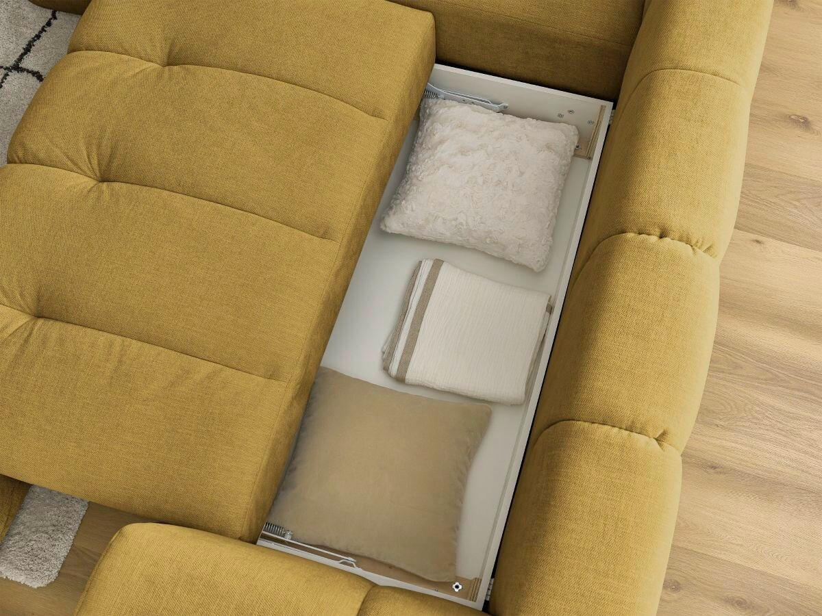 ECKSCHLAFSOFA FUJI Leinenoptik Gelb  inkl.  - Gelb/Schwarz, MODERN, Kunststoff/Textil (204/282cm)