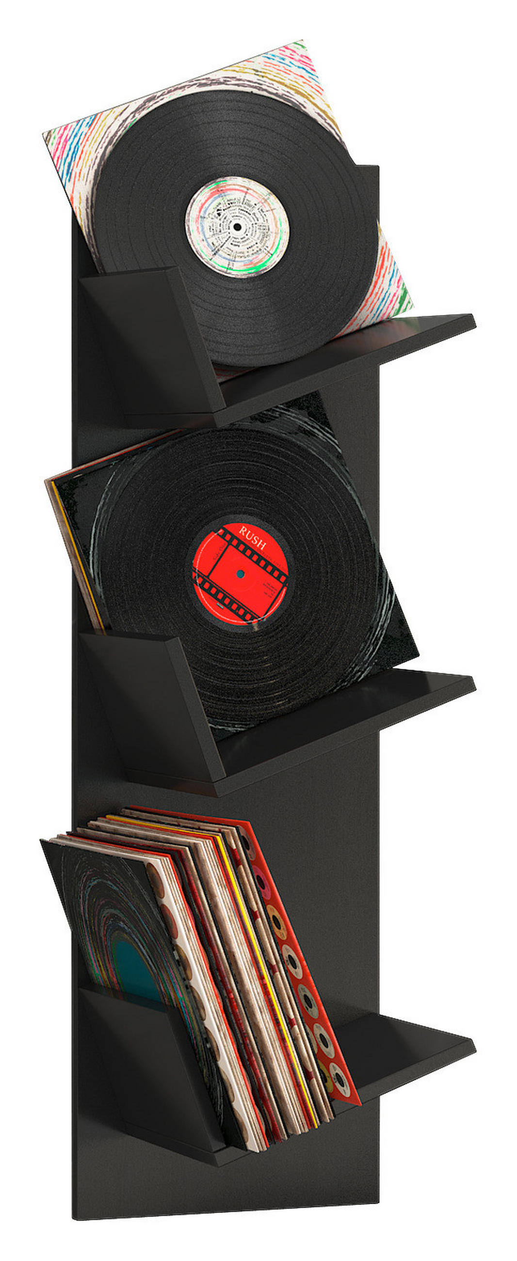 SCHALLPLATTENREGAL - Schwarz, Konventionell, Holzwerkstoff (33/106,5/25,6cm) - MID.YOU