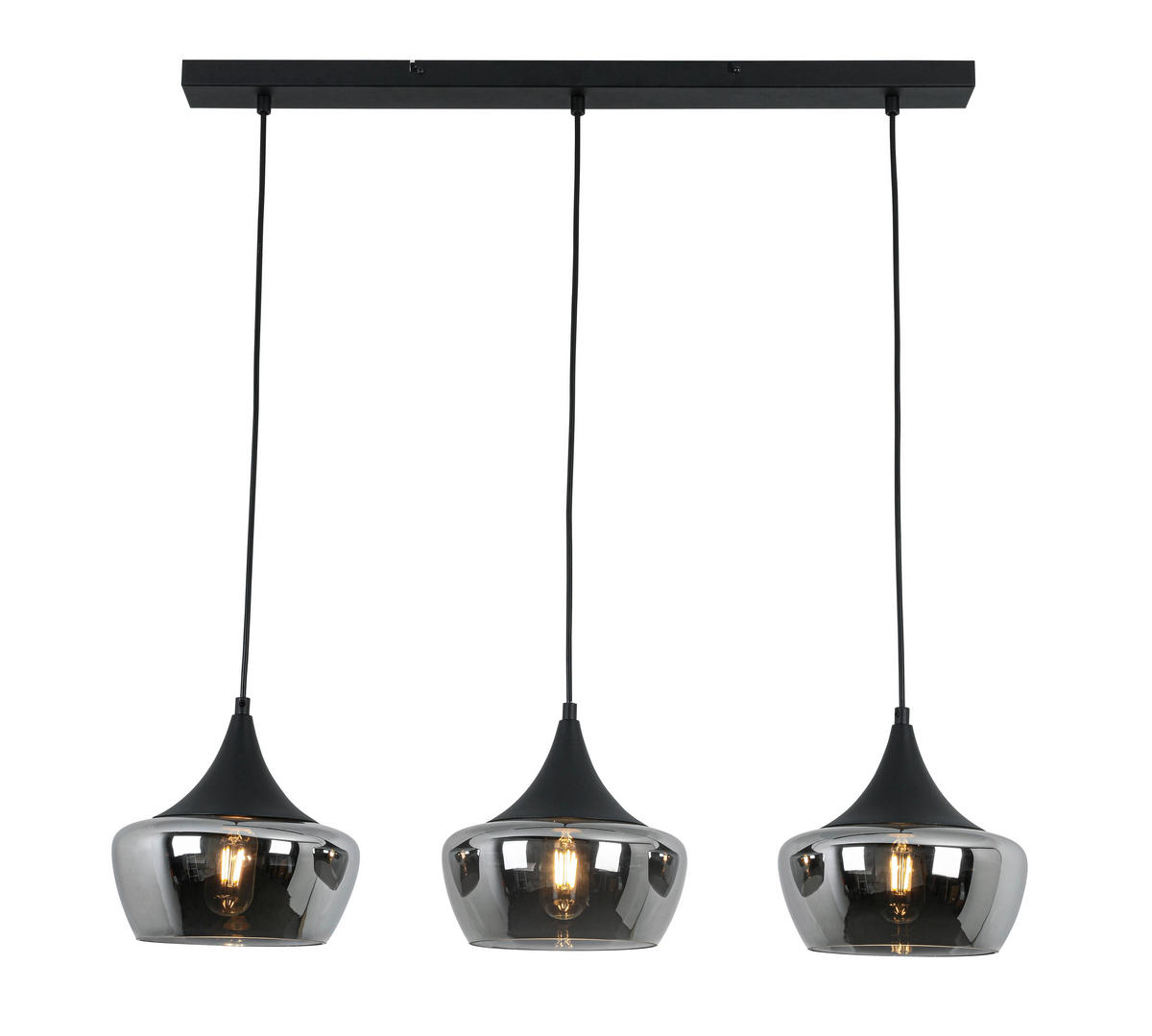 VISEČA SVETILKA     80/22/120 cm        3x25 W E27 - barve kroma/črna, Konvencionalno, kovina/umetna masa (80/22/120cm) - Novel