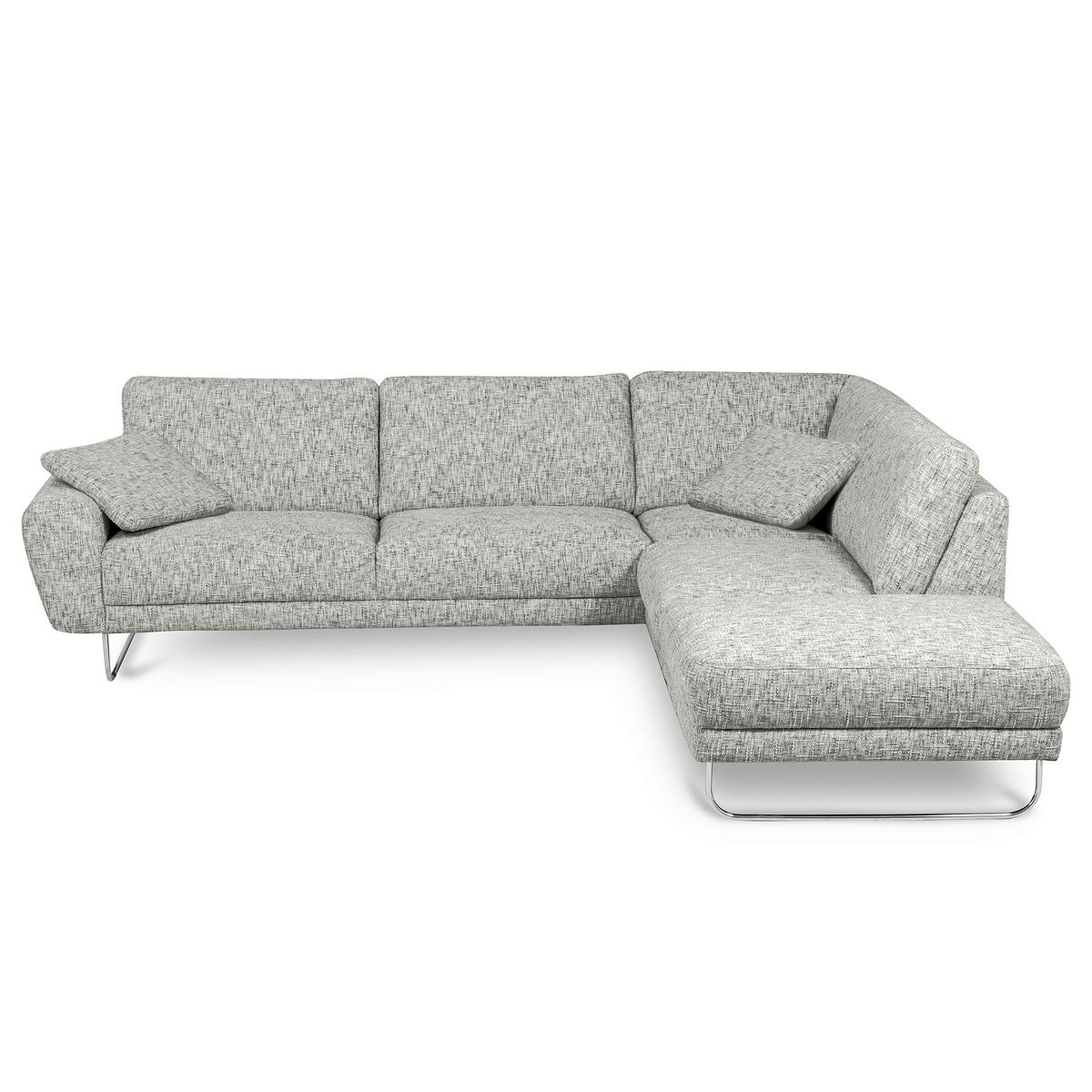 ECKSOFA 273/250 cm SPRING in Webstoff Grau Zierkissen  273/250 cm  - Chromfarben/Grau, Design, Textil/Metall (273/250cm) - Livetastic