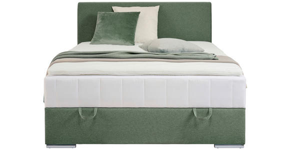 BOXBETT 90/200 cm in Grün - Chromfarben/Grün, KONVENTIONELL, Kunststoff/Textil (90/200cm) - Carryhome