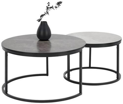 COUCHTISCHSET in Metall, Holzwerkstoff 60-80/60-80/42-45 cm  - Dunkelgrau/Hellgrau, Design, Holzwerkstoff/Metall (60-80/60-80/42-45cm) - home24