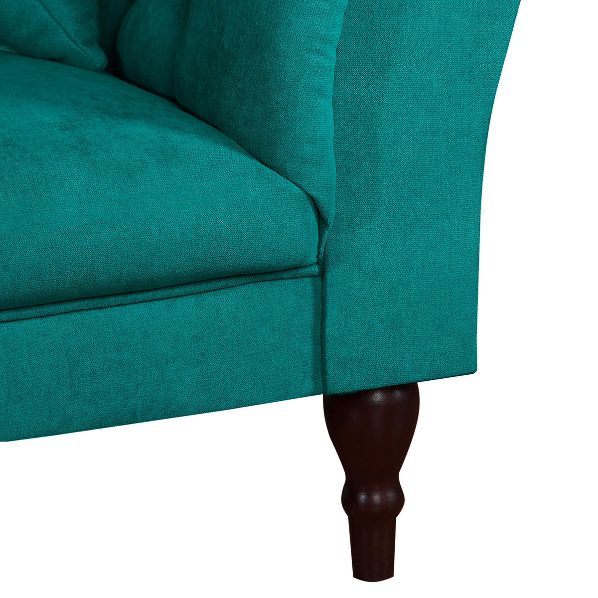 3-SITZER-SOFA Mikrofaser Türkis  - Türkis/Braun, Design, Holz/Textil (232/79/97cm) - Livetastic