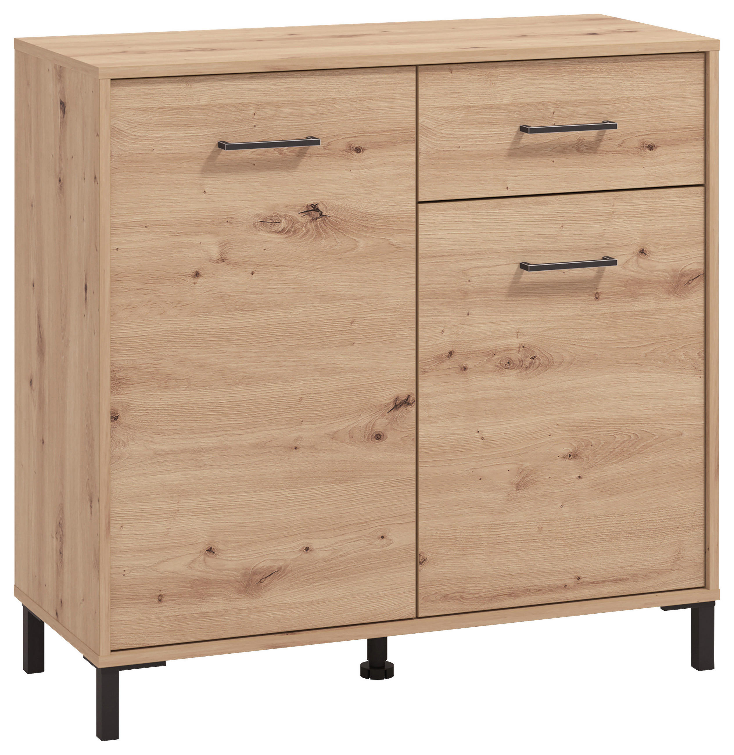 KOMODA, hrast artisan  - črna/hrast artisan, Konvencionalno, umetna masa/leseni material (93/90cm) - Carryhome