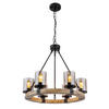 HÄNGELEUCHTE Lila 59/98 cm   - Dunkelbraun/Schwarz, Natur, Glas/Holz (59/98cm) - Globo
