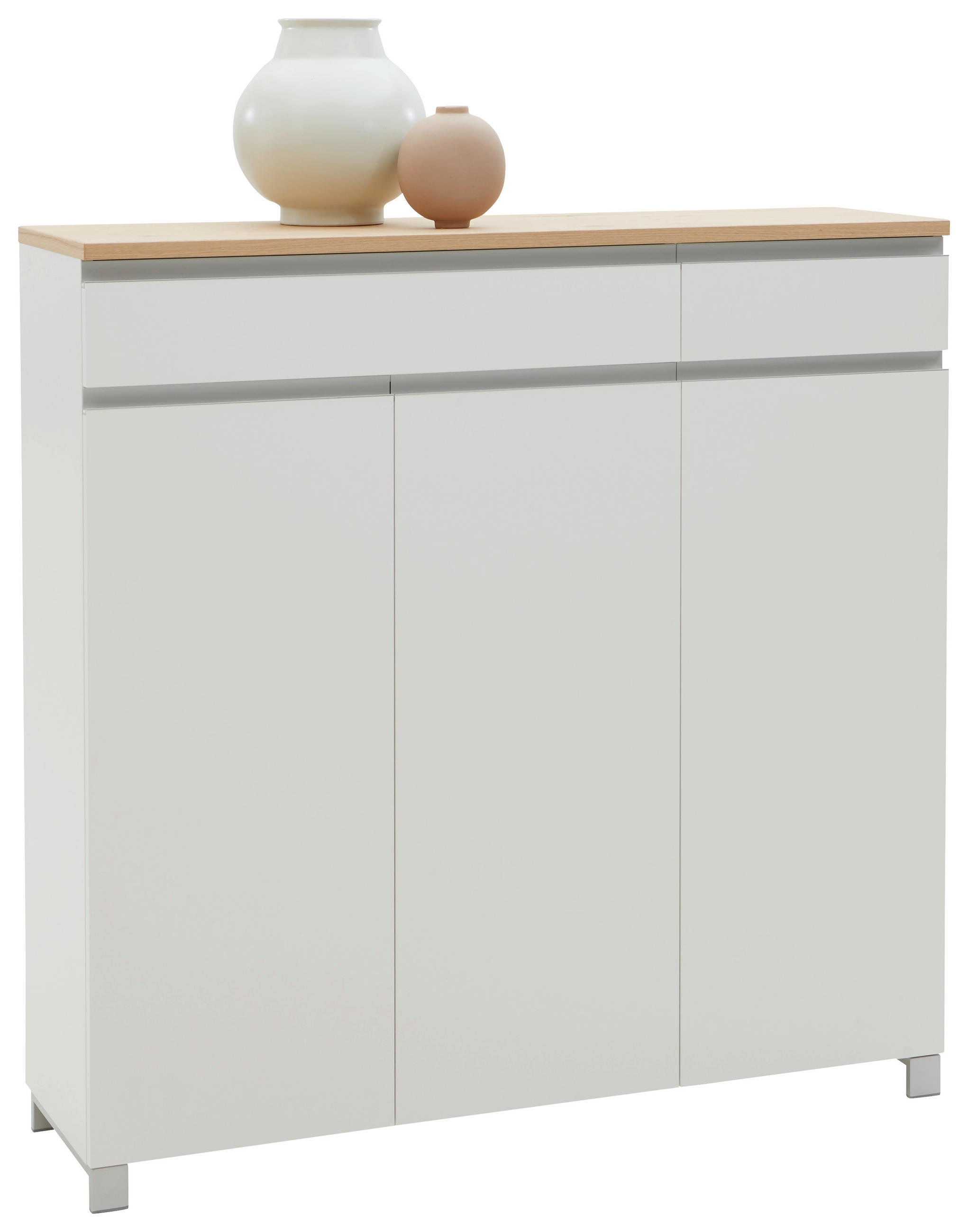 SCHUHSCHRANK  in 125/126/37 cm  - Eichefarben/Silberfarben, Design, Holz/Holzwerkstoff (125/126/37cm) - Dieter Knoll