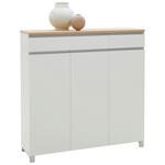 SCHUHSCHRANK  in 125/126/37 cm  - Eichefarben/Silberfarben, Design, Holz/Holzwerkstoff (125/126/37cm) - Dieter Knoll