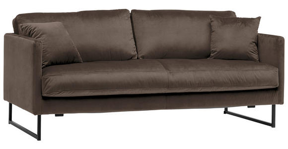 2,5-SITZER Samt Braun - Schwarz/Braun, Design, Textil/Metall (180/78/84cm) - Carryhome