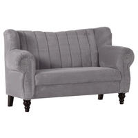 2-SITZER-SOFA Cord Hellgrau  - Dunkelbraun/Hellgrau, Design, Holz/Textil (168/96/75cm) - Ambia Home