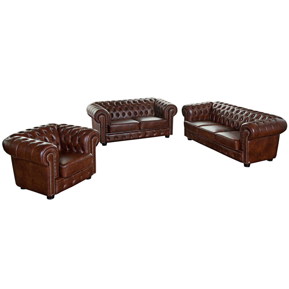 CHESTERFIELD-SESSEL in Echtleder Braun  - Nussbaumfarben/Braun, Konventionell, Leder/Holzwerkstoff (110/74/98cm) - Max Winzer