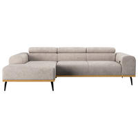 ECKSOFA Hellgrau Mikrofaser  - Hellgrau/Schwarz, KONVENTIONELL, Textil/Metall (157/244cm) - Cotta