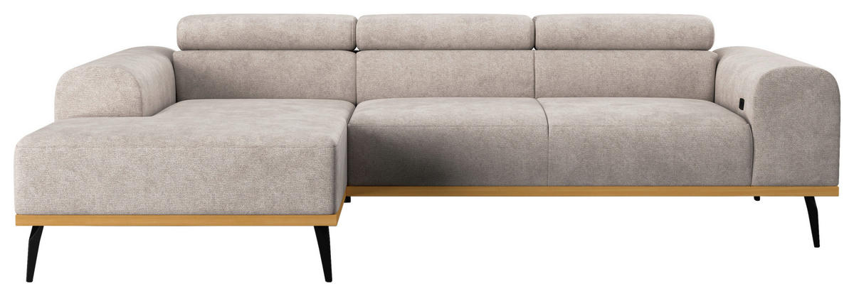 ECKSOFA Hellgrau Mikrofaser  - Hellgrau/Schwarz, KONVENTIONELL, Textil/Metall (157/244cm) - Cotta