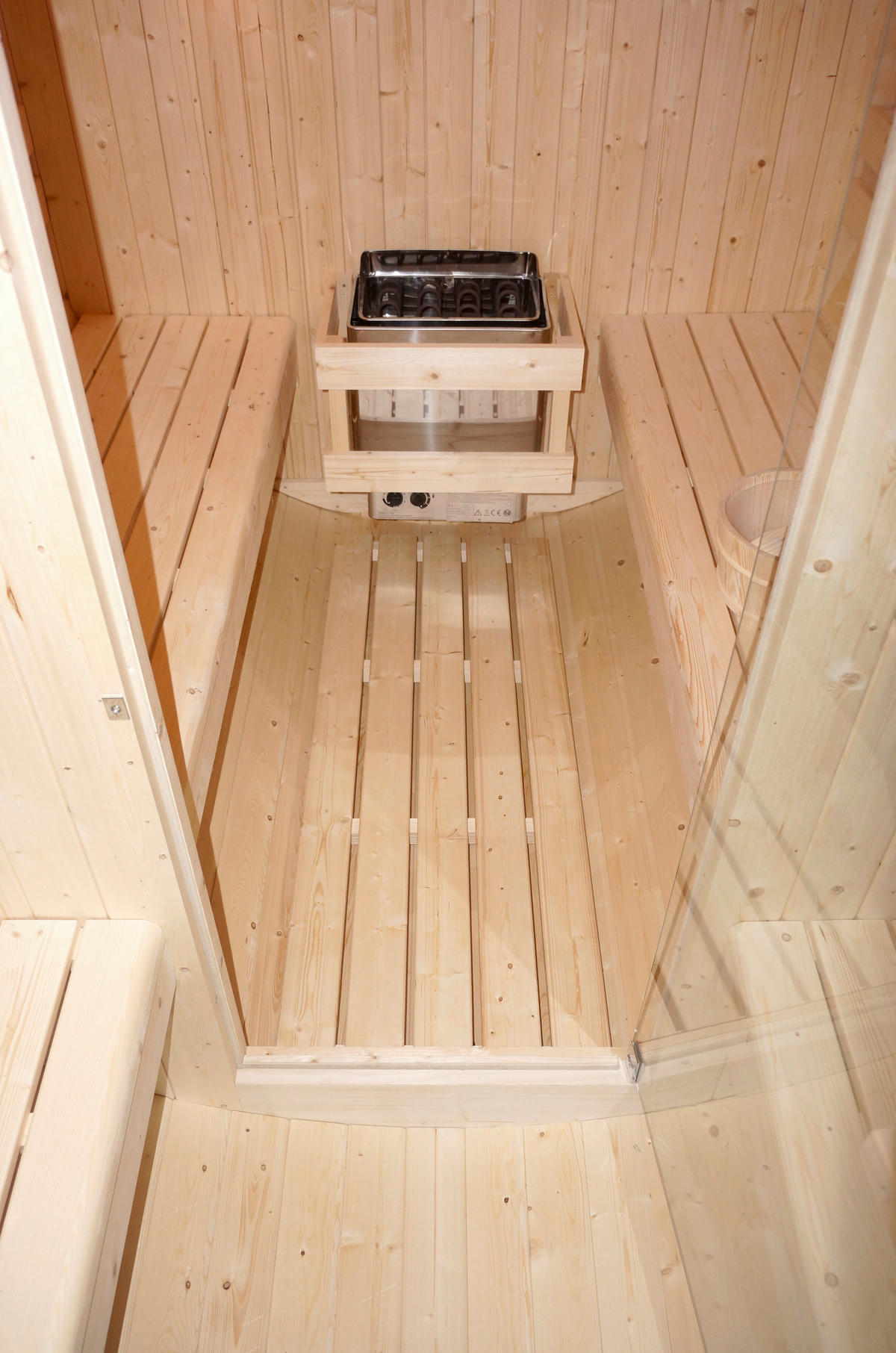 SAUNAFASS für 4 Personen Bergen  - Fichtefarben, KONVENTIONELL, Glas/Holz (194,8/220/191,5cm) - Sanotechnik