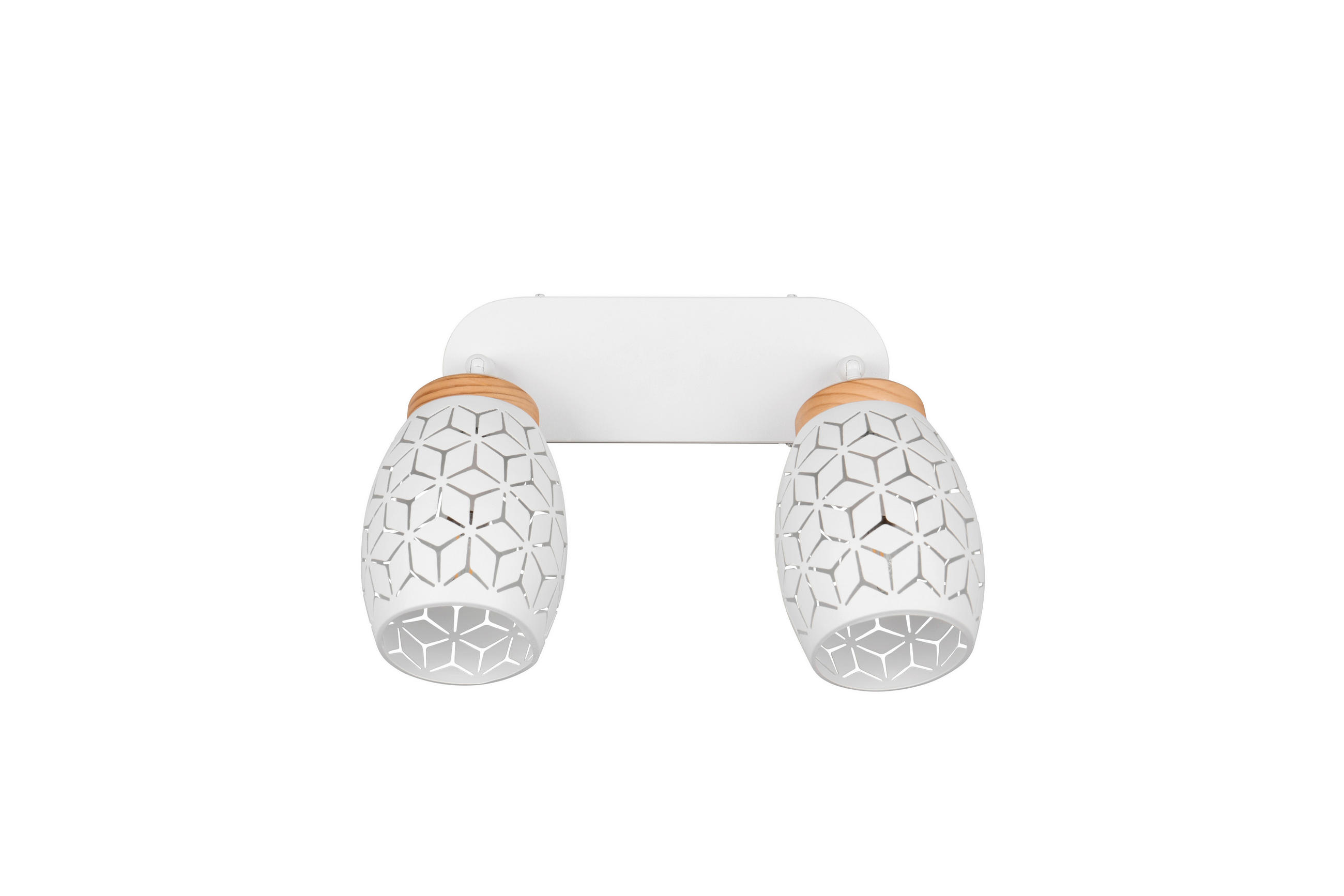 TAKSPOTLIGHT 28/27/12 cm - vit/naturfärgad, Trend, metall/trä (28/27/12cm)