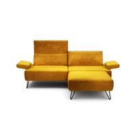 2,5-SITZER Samt Gelb  - Gelb/Schwarz, Design, Textil/Metall (204-234/85/86-94cm) - SENSOO