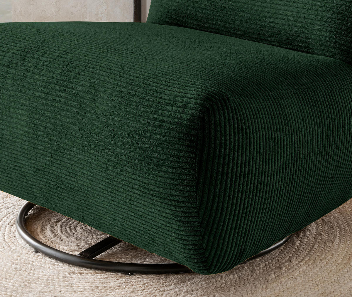 XXL-SESSEL in Cord Grün  - Schwarz/Grün, Trend, Textil/Metall (95/77/94cm) - Livetastic