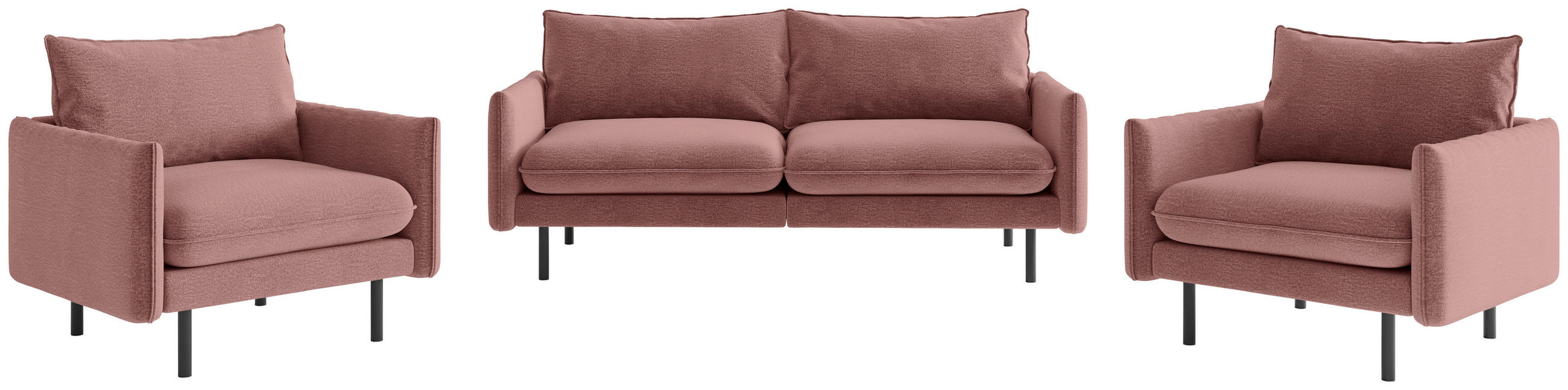 SOFFGRUPP i flatväv gammelrosa  - svart/gammelrosa, Design, textil (215/85/92cm) - Livetastic