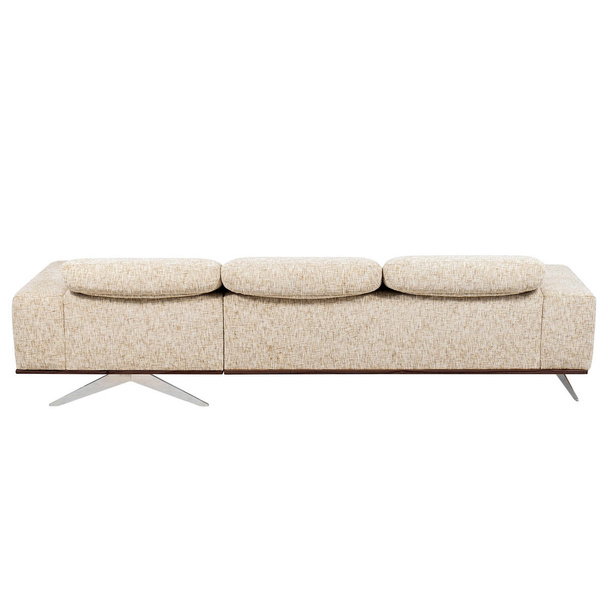 ECKSOFA PORTLAND in Struktur Beige Kopfteilverstellung  295/187 cm  - Chromfarben/Beige, Design, Holz/Textil (295/187cm) - Livetastic