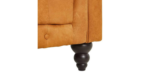 CHESTERFIELD-SOFA Currygelb Echtleder  - Currygelb/Dunkelbraun, LIFESTYLE, Leder/Holz (230/74/101cm) - Landscape