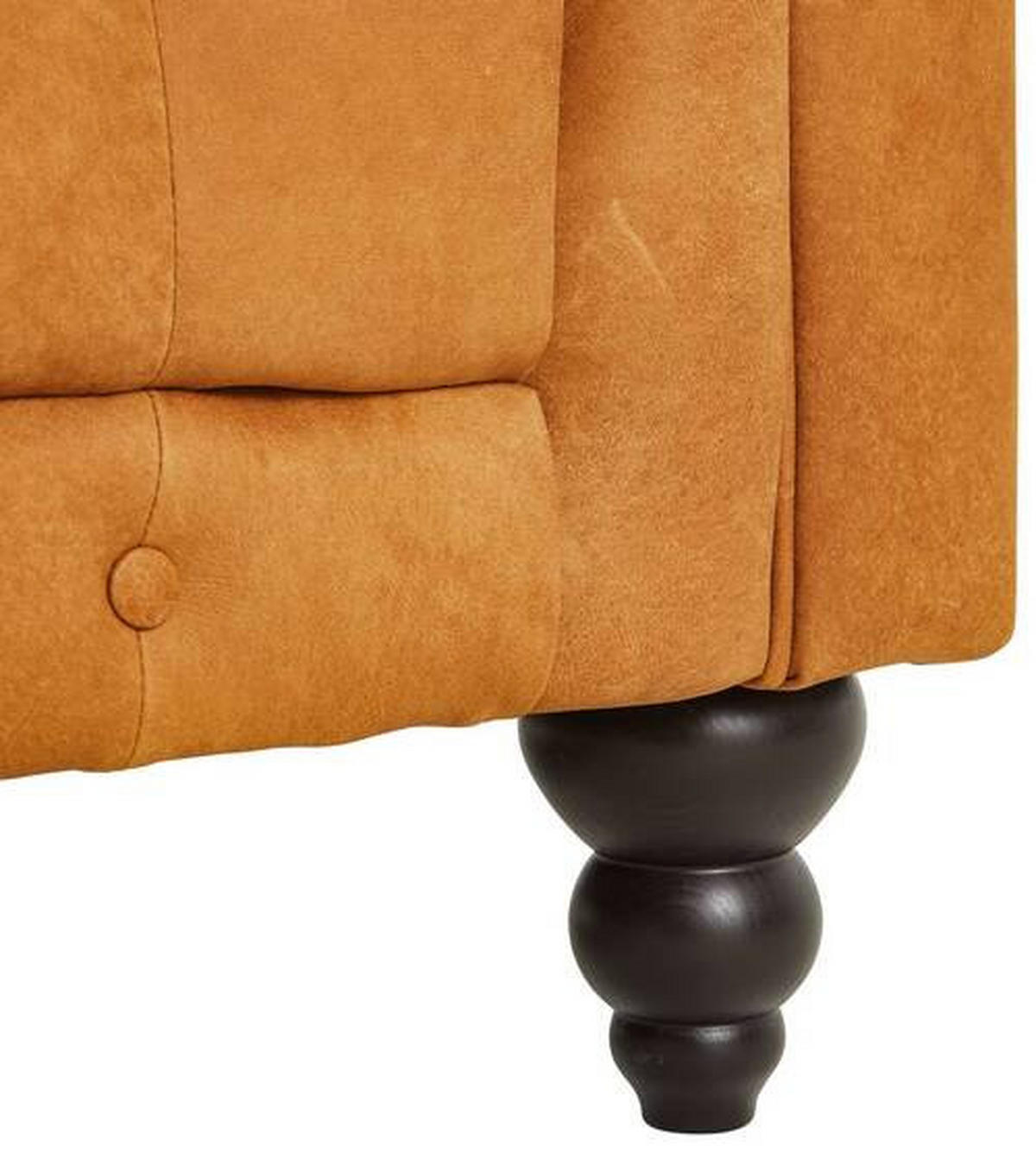 CHESTERFIELD-SOFA in Echtleder Currygelb  - Currygelb/Dunkelbraun, Lifestyle, Leder/Holz (230/74/101cm) - Livetastic