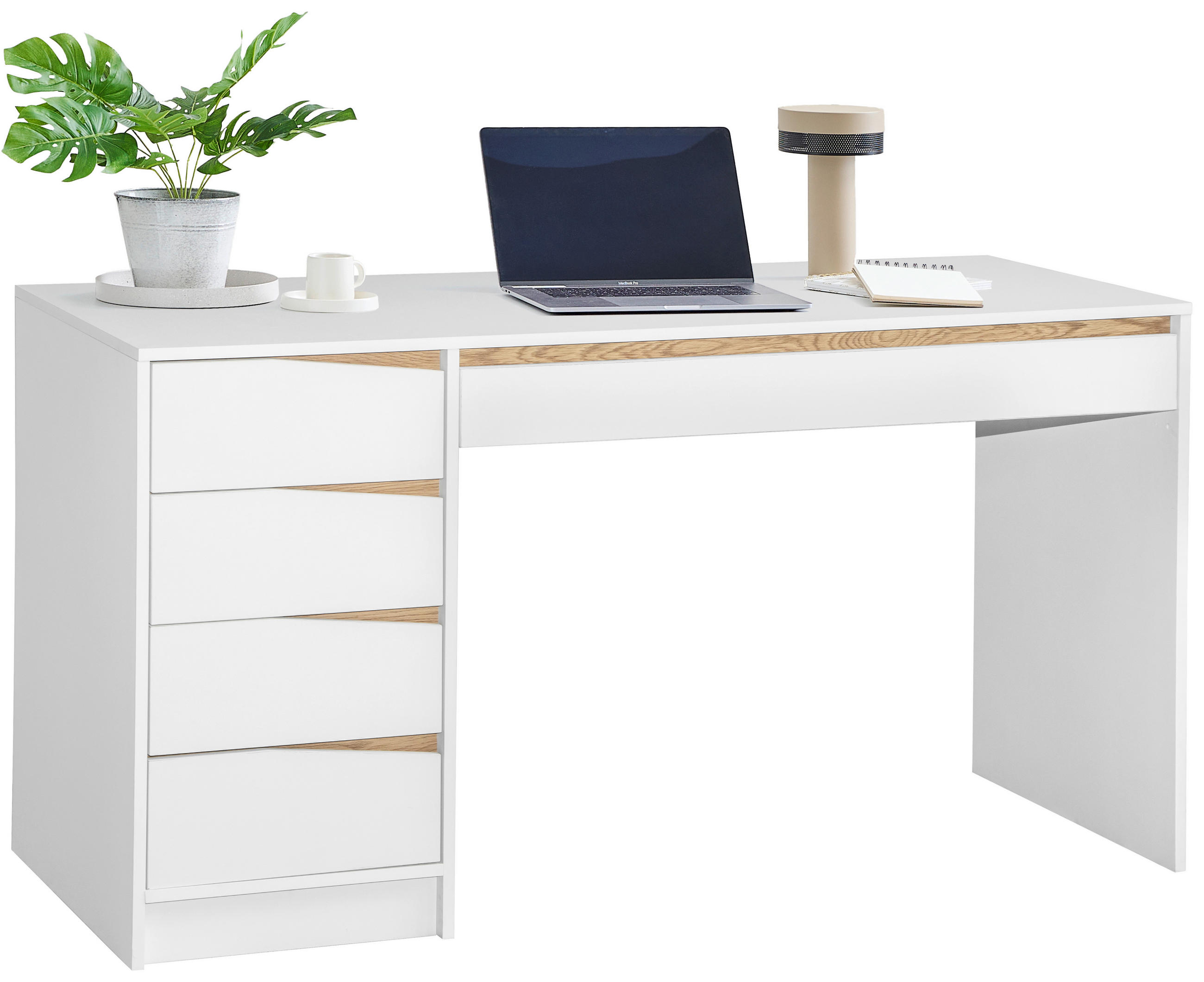 SCHREIBTISCH 140/60/76 cm Weiß, Eichefarben  - Eichefarben/Weiß, MODERN, Holzwerkstoff (140/60/76cm) - Venda