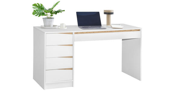 SCHREIBTISCH 140/60/76 cm Weiß, Eichefarben  - Eichefarben/Weiß, MODERN, Holzwerkstoff (140/60/76cm) - Venda