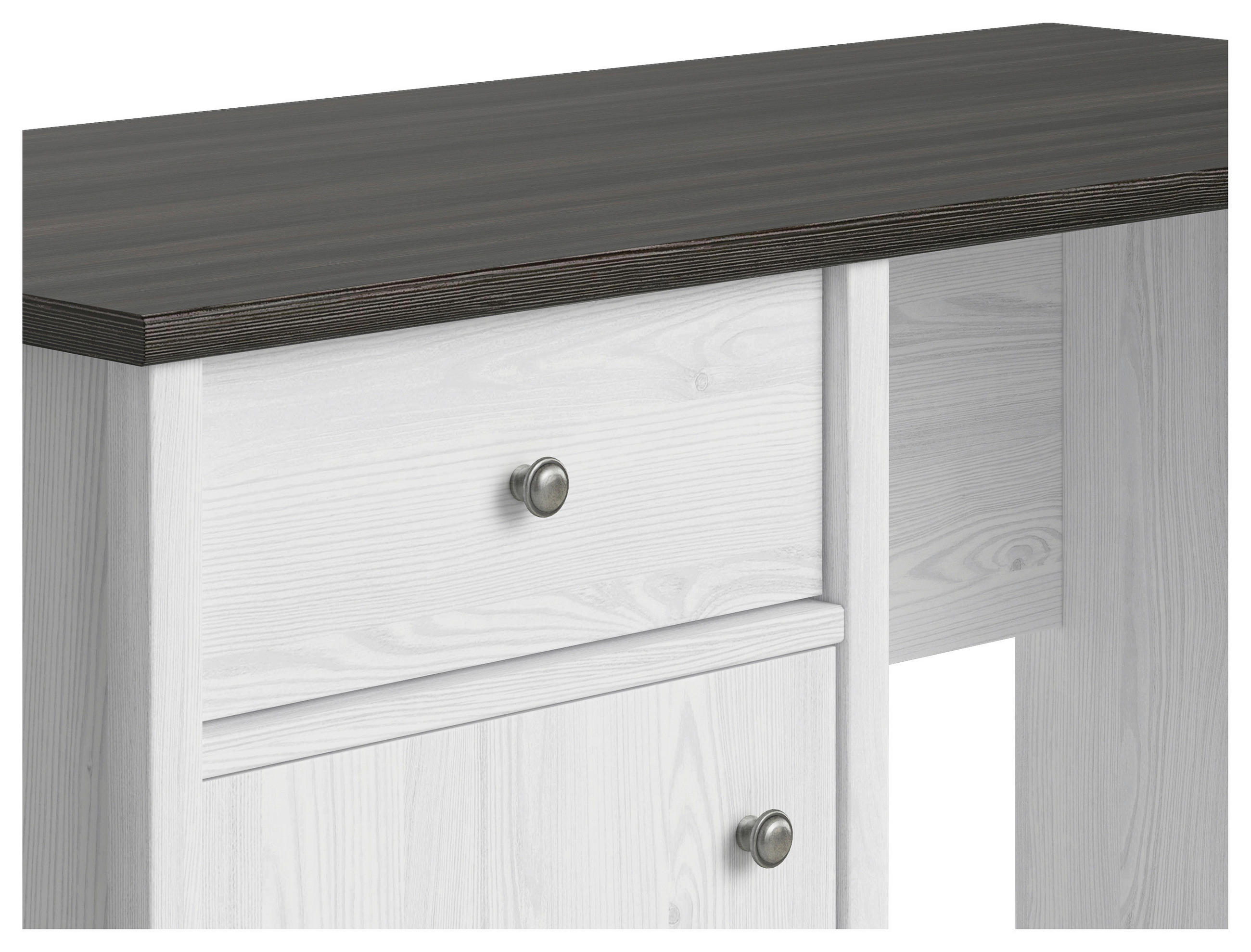 SCHREIBTISCH 120/56,5/74,5 cm  in Kieferfarben, Lärchefarben, Schwarz  - Silberfarben/Lärchefarben, Design, Holzwerkstoff/Metall (120/56,5/74,5cm)