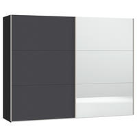 SCHWEBETÜRENSCHRANK  in Anthrazit, Schwarz  - Edelstahlfarben/Anthrazit, Design, Glas/Holzwerkstoff (253/195/65cm) - Carryhome