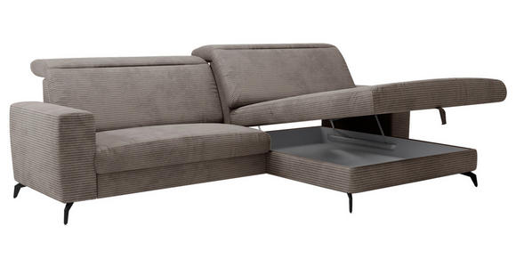 ECKSOFA inkl. Funktion Taupe Cord  - Taupe/Schwarz, KONVENTIONELL, Textil/Metall (290/178cm) - Cantus