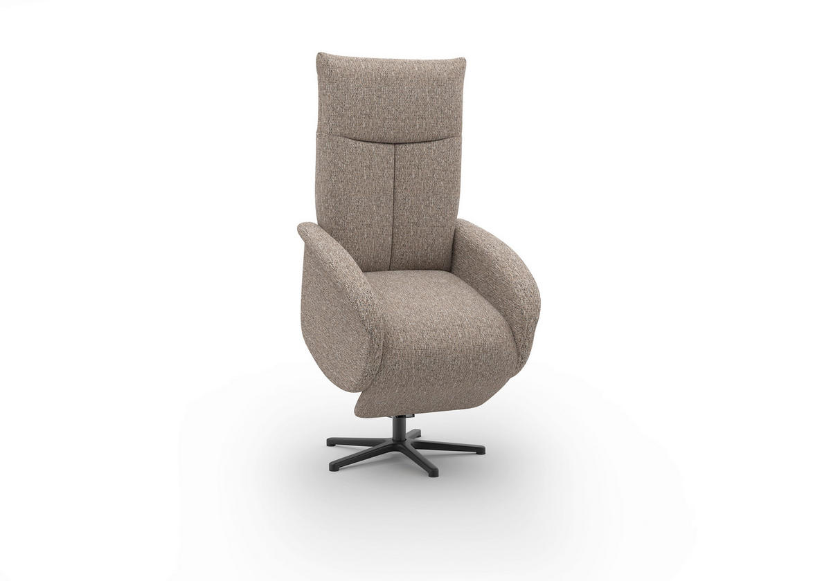 RELAXSESSEL GLENDALE E Chenille Kopfteilverstellung, Rücken echt    - Schwarz/Cappuccino, KONVENTIONELL, Textil/Metall (75/112/82cm) - Sit & More