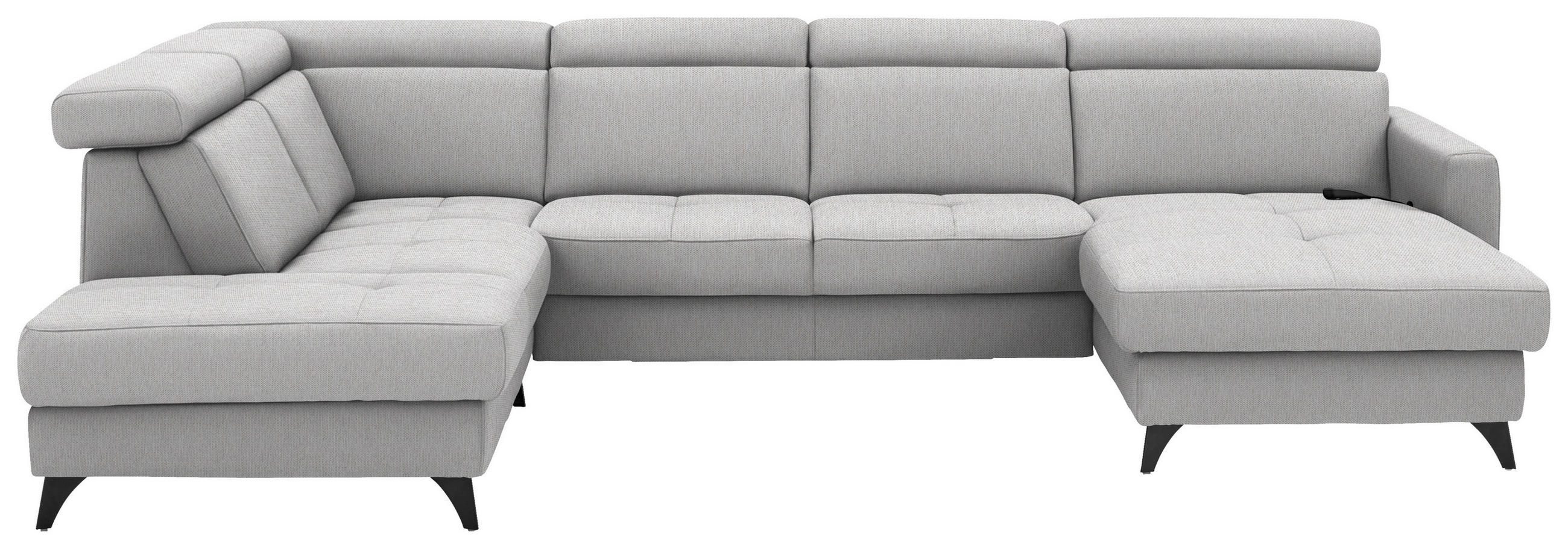 WOHNLANDSCHAFT Flachgewebe Naturfarben  - Schwarz/Naturfarben, Konventionell, Textil/Metall (215/333/174cm) - Beldomo System