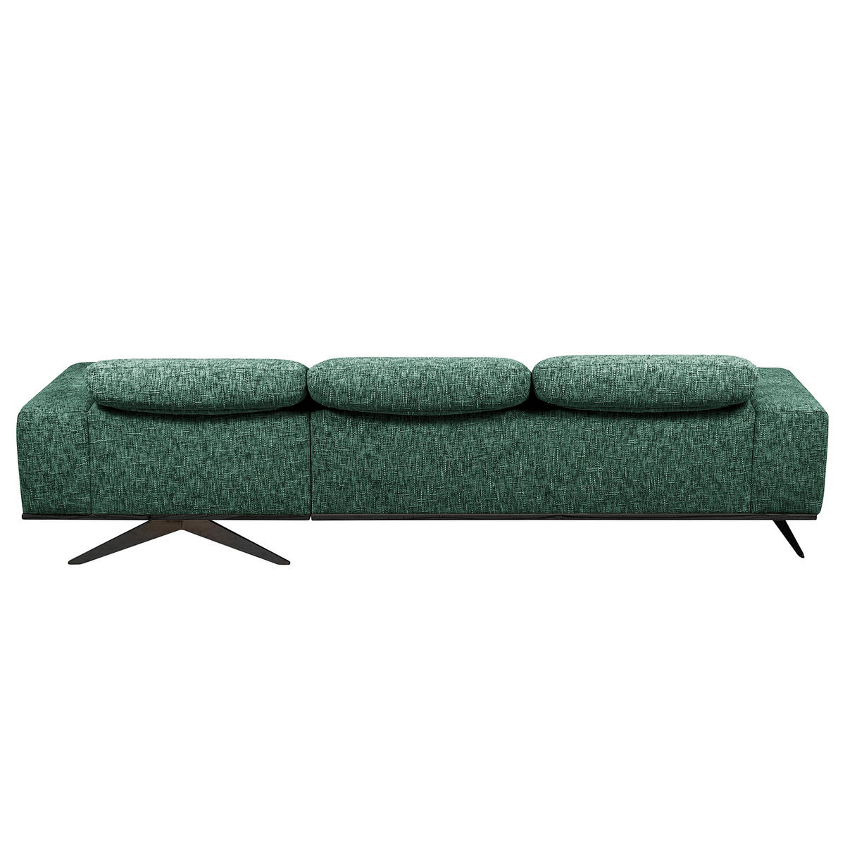 ECKSOFA PORTLAND in Struktur Grün Kopfteilverstellung  295/187 cm  - Schwarz/Grün, Design, Holz/Textil (295/187cm) - Livetastic