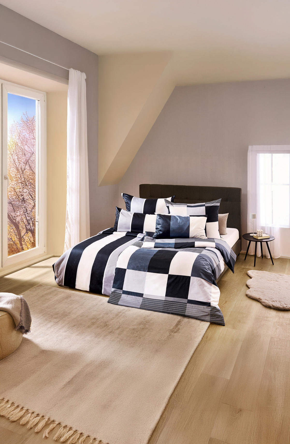 BETTWÄSCHE Plaza Squares Makosatin 140/200 cm  - Schwarz, Basics, Textil (140/200cm) - Joop!