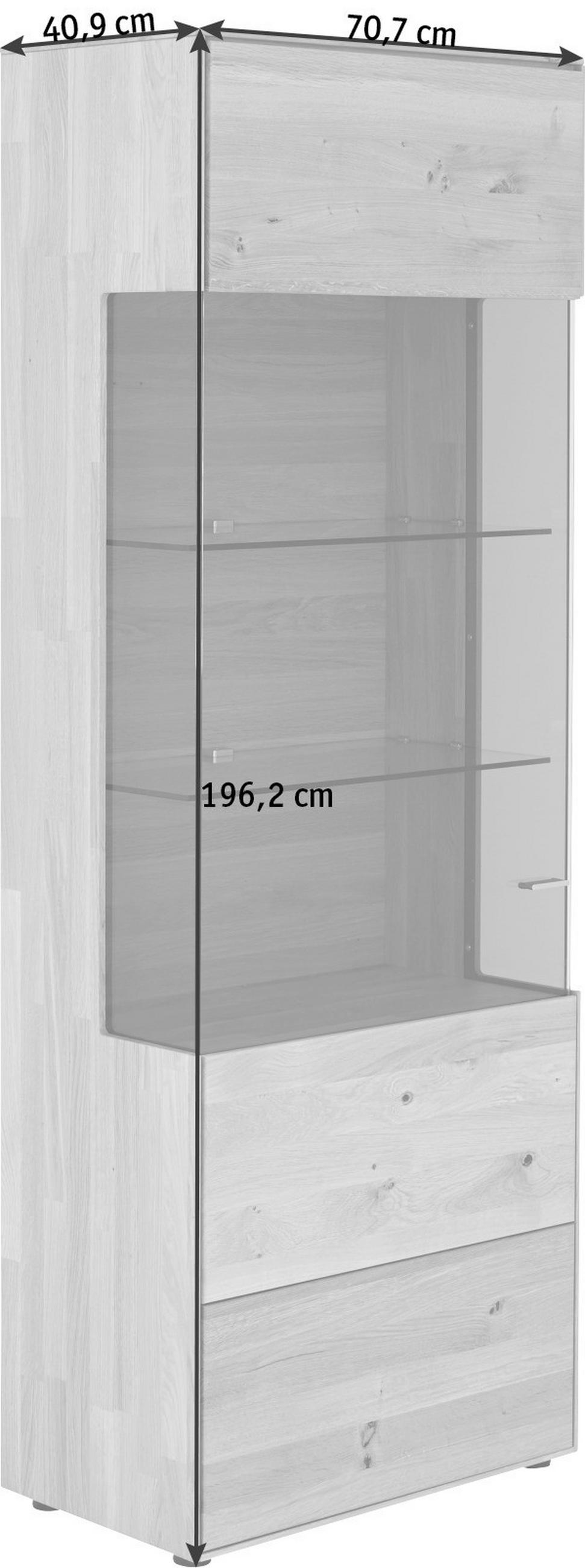 WOHNWAND 293,5/196,2/54,5 cm  in Wildeiche  293,5/196,2/54,5 cm    - Wildeiche/Edelstahlfarben, Design, Glas/Holz (293,5/196,2/54,5cm) - Valnatura