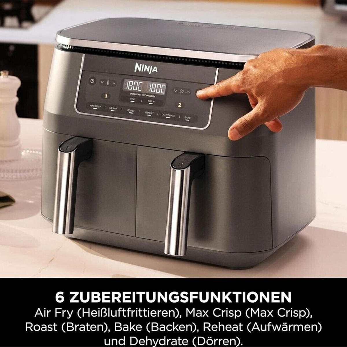 HEIßLUFTFRITTEUSE NINJA 7,6 L  - Dunkelgrau, Basics, Keramik