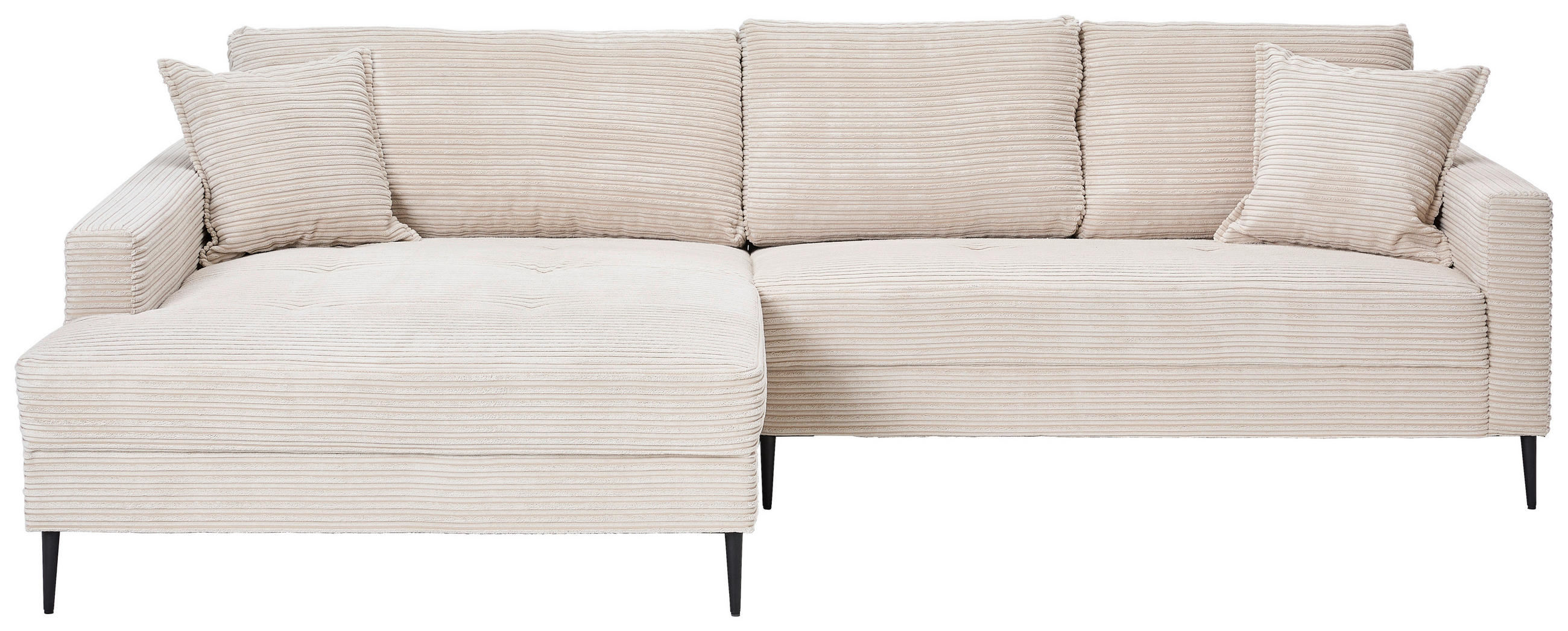 ECKSOFA Creme Cord  - Creme/Schwarz, KONVENTIONELL, Textil/Metall (173/276cm) - Carryhome
